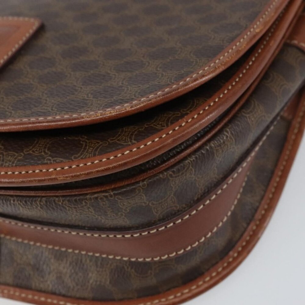 Authentic CELINE Macadam Canvas Shoulder Bag PVC Leather Brown Gold - Picture 6 of 16